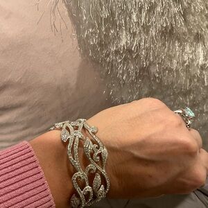 Nadri Silver Leaf Cuff Bracelet